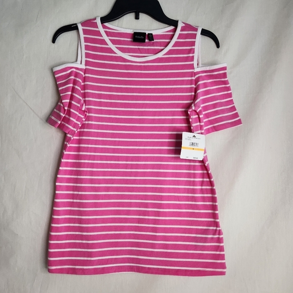 Rafaella Tops - Rafaella Pink and White Striped Top Size S NWT.